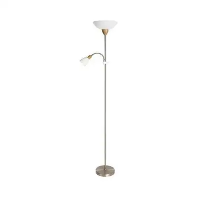 RABALUX Diana podna lampa sa citacem E27+E14 brušeni hrom / drvo / bela