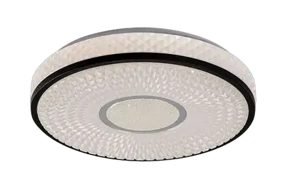 RABALUX Sedona2, unutrašnja plafonjera, black metal lamp sa belim plasticnim abažurom, 24W, sa abažurom: 1680lm, bez abažura: 2400lm, 4000K, D39,5cm, H8,5cm, zvezdani efekat, IP20, staklo