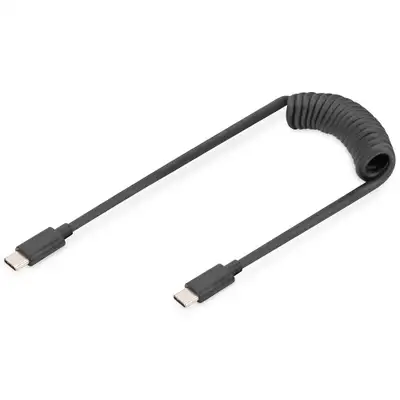 DIGITUS Spiralni kabl USB-C na USB-C 2.0 32-100cm crni