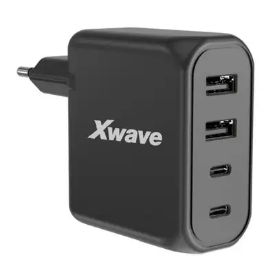 X WAVE GaN100-2A2C 100w, 2USB-A + 2USB-C, Crni