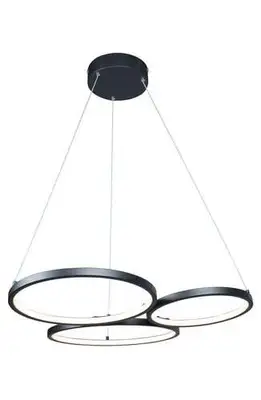 RABALUX Formand, visilica 3 prstena crna, LED 38W, 1100lm, 3000K, 61x48cm