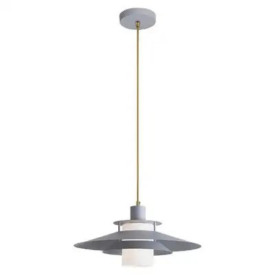 RABALUX Cameron, metal and glass pendant, grey, white, E27 1x MAX 40W, textile cable