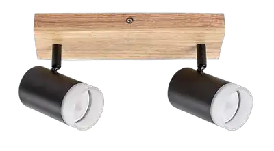 RABALUX Toras, drvena plafonska lampa sa metalnim crnim abažurom, GU10 2x5W IP21