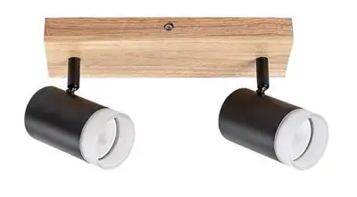 RABALUX Toras, drvena plafonska lampa sa metalnim crnim abažurom, GU10 2x5W IP21