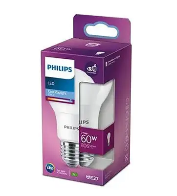 PHILIPS PS745    7,5W (60W) A60 E27 CDL 6500K FR ND 1PF / 10