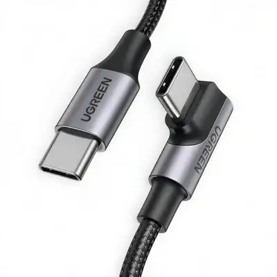 UGREEN US334 USB-C to USB-C PD Fast Charging 90 Degree Cable 5A Max Black 1m 093-0080