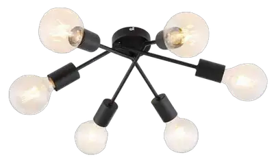 RABALUX Lamar, metal plafonjera , E27 6xMAX 40W, mat crna