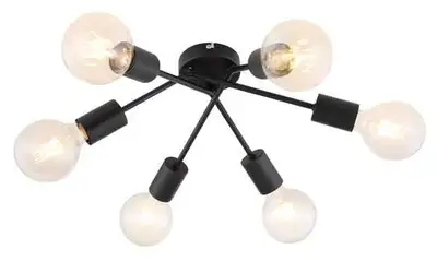 RABALUX Lamar, metal plafonjera , E27 6xMAX 40W, mat crna