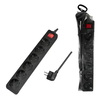 LOGILINK produzni kabl 6 mesta, prekidac, 1.5m, crni