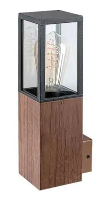 RABALUX Wales spoljna zidna lampa aluminijum crna drvo stakleni abazur E27 60W bez sijalice