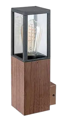 RABALUX Wales spoljna zidna lampa aluminijum crna drvo stakleni abazur E27 60W bez sijalice