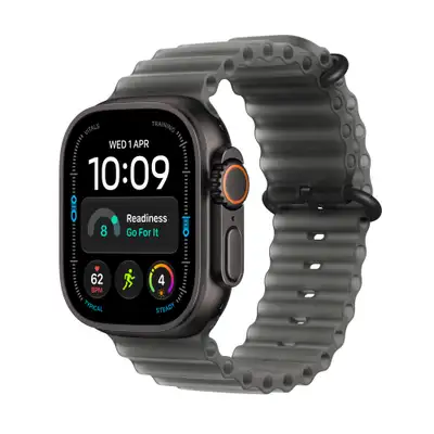 APPLE Watch Ultra 4 Cellular 49mm Black Titanium Case with Translucent Black Ocean Band mjay4se/a