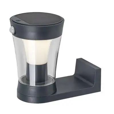 RABALUX Angers, spoljna solarna zidna, siva, providna plastika, LED 3W, 300lm / 450lm, 4000K