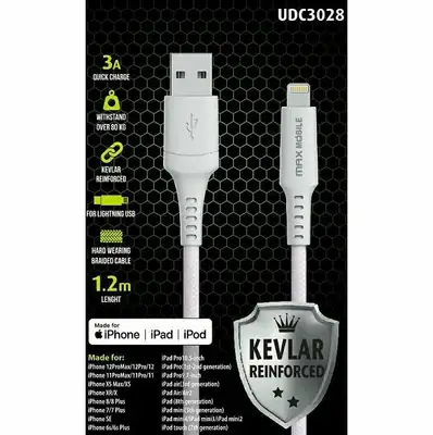 MAX MOBILE D.KABL LIGHTNING-USB MFI Apple KEVLAR QC 1,2m W