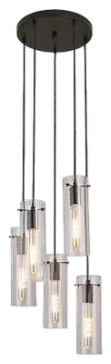 RABALUX Acantha, visilica 5xE27, crna metal / staklo