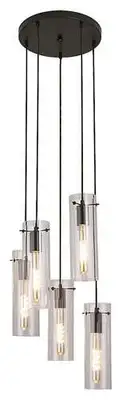 RABALUX Acantha, visilica 5xE27, crna metal / staklo