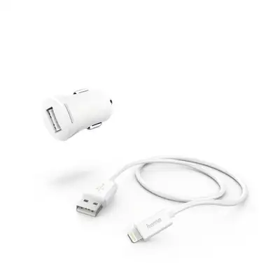 HAMA auto punjac za iPhone MFI beli 2.4A premium
