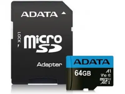 ADATA MICRO SD 64GB + SD ADAPTER (AUSDX64GUICL10A1-RA1)