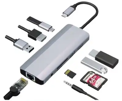 GEMBIRD A-CM-COMBO9-03 USB Type-C 9-in-1 multi-port adapter USB-C+HUB+HDMI+PD+card+ RJ45