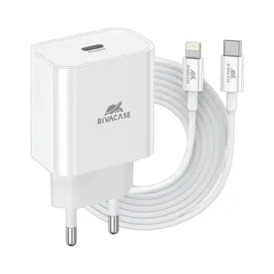 RIVACASE PS4101 WD5, 20W, USB-C / Lightning cable, White