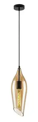 RABALUX Bellini, visilica metal crna / staklo amber, 1xE27, tekstilni kabal, visina 100cm