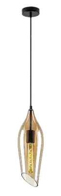 RABALUX Bellini, visilica metal crna / staklo amber, 1xE27, tekstilni kabal, visina 100cm