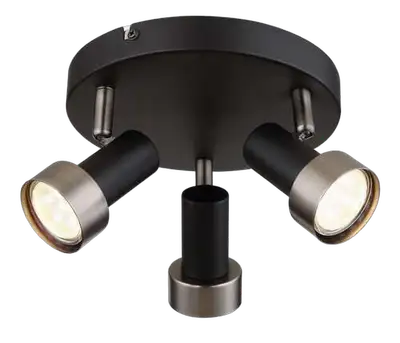 RABALUX Konrad, plafonska lampa, mat crna sa srebrnom metalnom abažurom, GU10 3x50W IP20