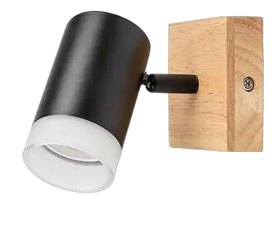 RABALUX Toras, drvena zidna lampa sa metalnim crnim abažurom, GU10 1x5W IP20