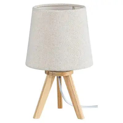 RABALUX Lychee, stona lampa E14, drveno postolje, bež abažur