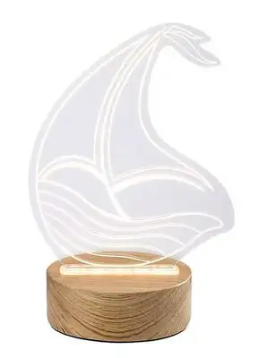 RABALUX Akali stona lampa brod drvena lampa sa providnom akrilnom abažurom, 2W L15cm, H20,5cm , IP20