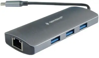 GEMBIRD A-CMU3-LAN-05 TYPE C TO RJ45 gigabit + 3xUSB3.1 hub ALUMINIUM