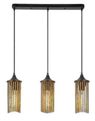RABALUX Roxas, visilica 3xE27, metal crna / bakar sa tekstil kablom
