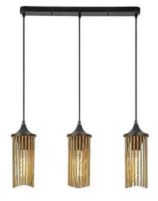 RABALUX Roxas, visilica 3xE27, metal crna / bakar sa tekstil kablom
