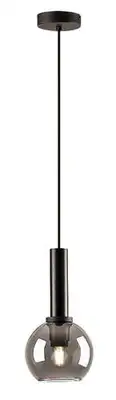 RABALUX Centio, visilica metal crna / dimljeno staklo, 1xE27, tekstilni kabal, visina 120cm