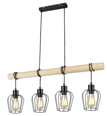 RABALUX Fabian, unutrašnja metal-drvena Visilica lampa, 4xE27