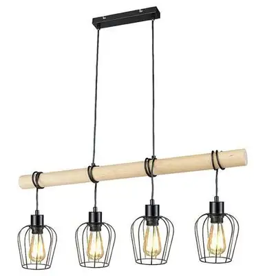 RABALUX Fabian, unutrašnja metal-drvena Visilica lampa, 4xE27