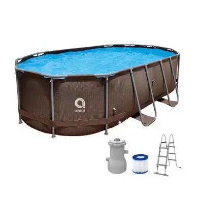 AVENLI Jilong Frame Oval Pool Set Rattan 12024EU 427*275*100cm