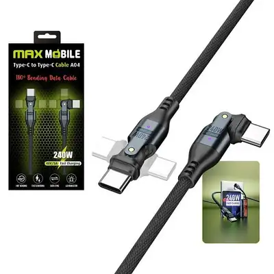 MAX MOBILE DATA KABL TYPE C-TYPE C A04 BLACK 240W, Dual rotate, 1.2m