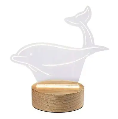RABALUX Akali, stona lampa delfin, drvena lampa sa providnom akrilnom abažurom, dužina kabla: 140cm IP20