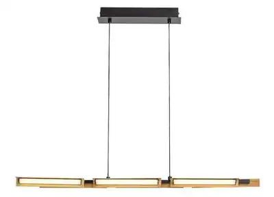 RABALUX Remiel, LED visilica metal crna / drvo, 30W, 1570lm, 3000K, d79cm, v120cm