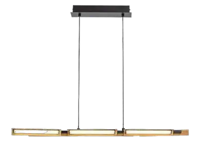 RABALUX Remiel, LED visilica metal crna / drvo, 30W, 1570lm, 3000K, d79cm, v120cm