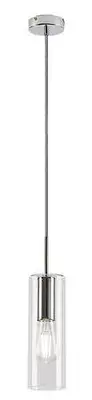 RABALUX Kalevi, visilica metal hrom / staklo 1xE27, visina 150cm, tekstilni kabal