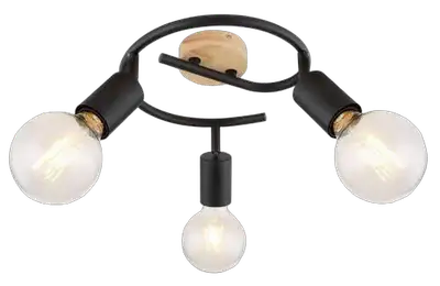 RABALUX Pablo, metal-drvena spot , E27 3xMAX 40W, mat crna