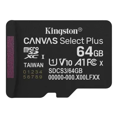 KINGSTON MicroSD 64GB Kingston SelectPlus gen 3 bez adaptera