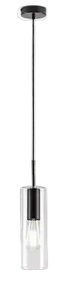 RABALUX Kalevi, visilica metal crna / staklo 1xE27, visina 150cm, tekstilni kabal