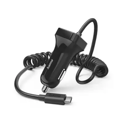HAMA Auto punjac, USB tip-C, 12W, 12-24V, 5V / 2.4A, crni
