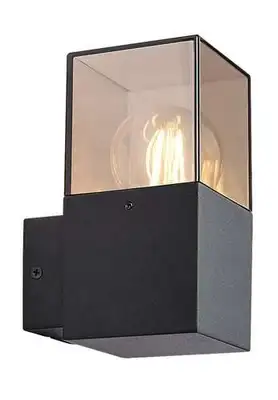 RABALUX Loanda, spoljna zidna E27, crna aluminium, dimljena maska plasticna, dimenzije 8x16cm, distance from the wall: 11cm,  IP54