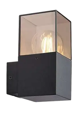 RABALUX Loanda, spoljna zidna E27, crna aluminium, dimljena maska plasticna, dimenzije 8x16cm, distance from the wall: 11cm,  IP54