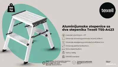 TEXELL Aluminijumske sa dva stepenika TSS-A423