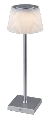 RABALUX Taena, stona lampa srebrna 4W 200lm-330lm, 3000-5000K, H38cm IP45